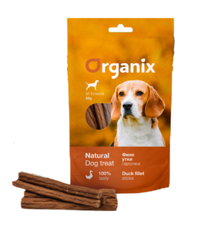 Купить organix лакомства лакомство для собак "Палочки из филе утки" мясо 100%