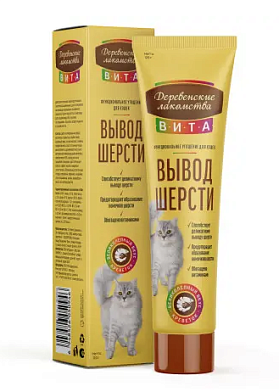 Деревенские лакомства Вита паста для вывода шерсти у котят и кошек со вкусом креветки