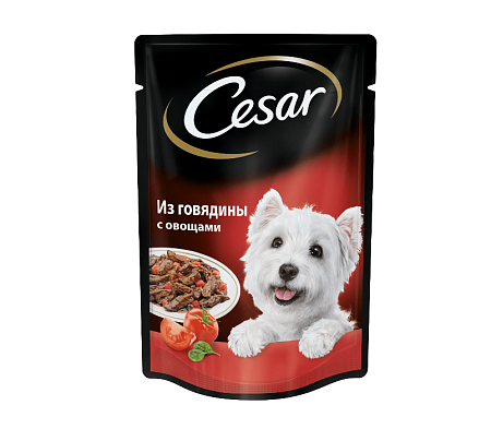 Купить cesar влажный корм из говядины с овощами (пауч)