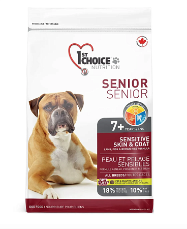 Купить 1st choice senior sensitive skin & coat сухой корм для пожилых собак всех пород с чувствительной кожей и для шерсти с ягненком, рыбой и рисом