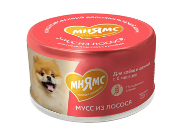 Мнямс консервы для собак и щенков старше 6 месяцев мусс из лосося
