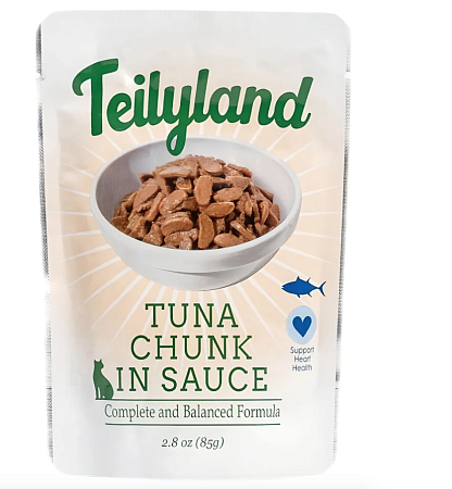 Купить teilyland влажный корм для кошек кусочки с тунцом в соусе (пауч)