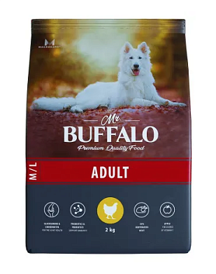 Mr.Buffalo Adult M/L полнорационный сухой корм для взрослых собак всех пород с курицей