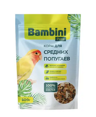 Bambini Pets Сухой корм для средних попугаев