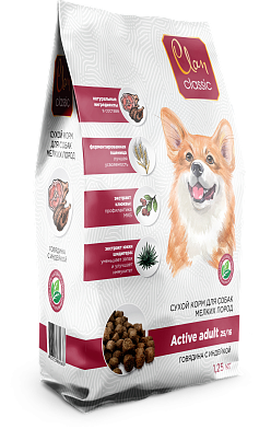 Clan Classic Active-25/16 сухой корм для активных собак мелких пород с говядиной и индейкой