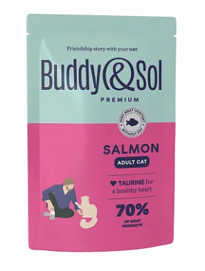 Buddy&Sol Premium Adult влажный корм для взрослых кошек с рыбой в соусе (пауч)