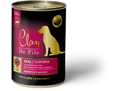 Clan De File консервы для щенков всех пород (телятина)