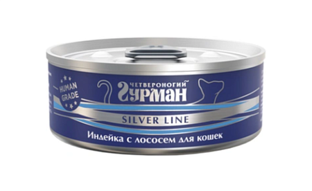 Купить Четвероногий Гурман silver line консервы для кошек Индейка с лососем