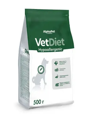 AlphaPet Vet Diet Hypoallergenic сухой корм для взрослых собак всех пород при пищевой аллергии и непереносимости ингредиентов