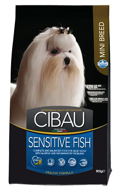 Farmina Cibau Sensitive Fish Mini сухой корм для взрослых собак мелких пород с чувствительным пищеварением с рыбой