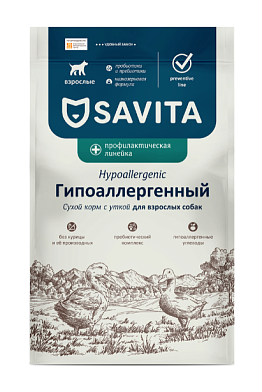 SAVITA PROF HYPOALLERGENIC сухой корм для взрослых собак, гипоаллергенный с уткой